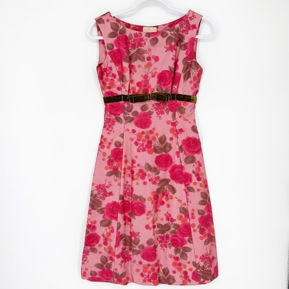 1960s Cocktail Vintage Handmade Dress XXS XS Romantic Floral with Overlay - Picture 3 of 9